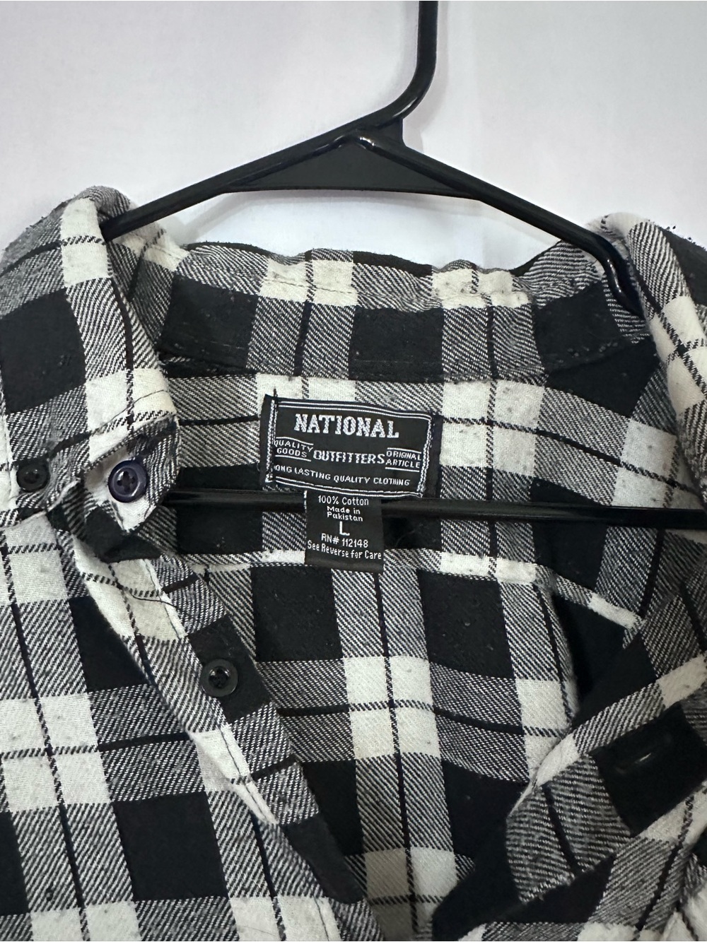 National Black & White Plaid Casual Button-Down Shirt - Men's - Picture 2 of 3